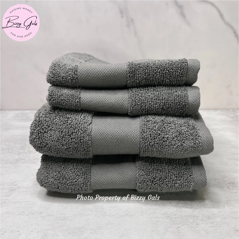 Ralph Lauren Wescott 4 Pc Gray Hand & Washcloth Towel Set